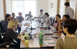 Production meeting at Studio PADMA in Bangladesh. The core team of 11 specialists discusses the workflow for a Japanese feature-length animation film. Proving exceptional efficiency in completing 3-hour projects within 12 months.